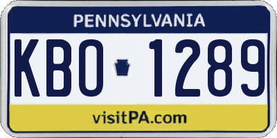 PA license plate KBO1289
