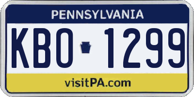 PA license plate KBO1299