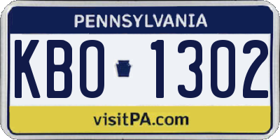 PA license plate KBO1302