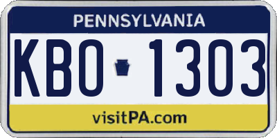 PA license plate KBO1303