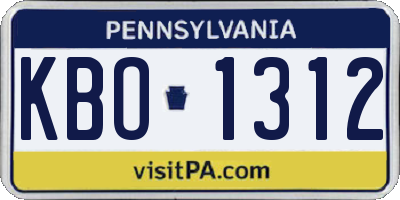 PA license plate KBO1312