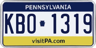 PA license plate KBO1319