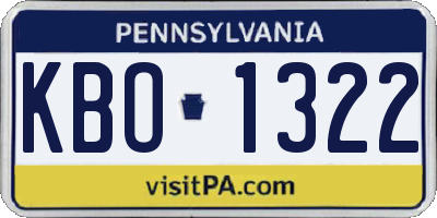 PA license plate KBO1322