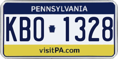 PA license plate KBO1328