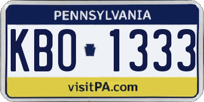 PA license plate KBO1333