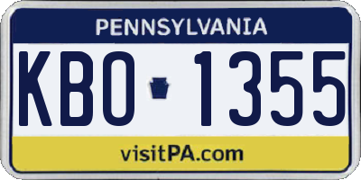 PA license plate KBO1355