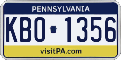 PA license plate KBO1356