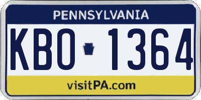 PA license plate KBO1364