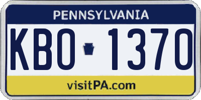 PA license plate KBO1370