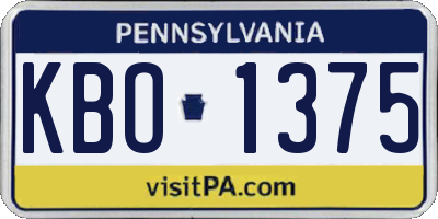 PA license plate KBO1375