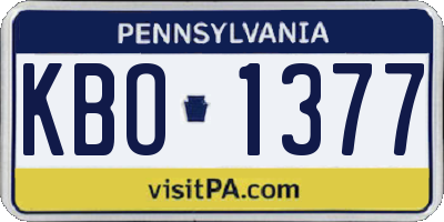 PA license plate KBO1377