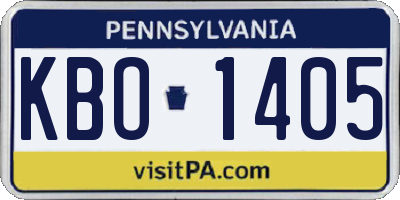 PA license plate KBO1405
