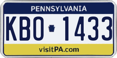 PA license plate KBO1433