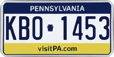 PA license plate KBO1453