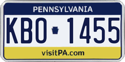 PA license plate KBO1455