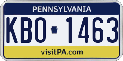 PA license plate KBO1463
