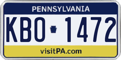 PA license plate KBO1472