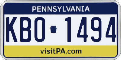 PA license plate KBO1494