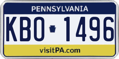 PA license plate KBO1496