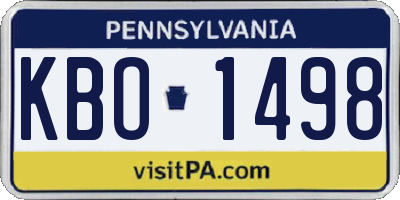 PA license plate KBO1498