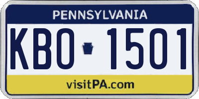 PA license plate KBO1501