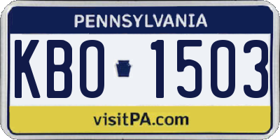 PA license plate KBO1503