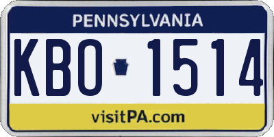 PA license plate KBO1514