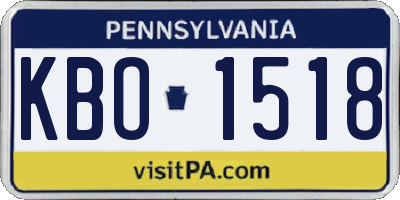 PA license plate KBO1518