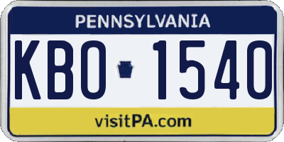 PA license plate KBO1540