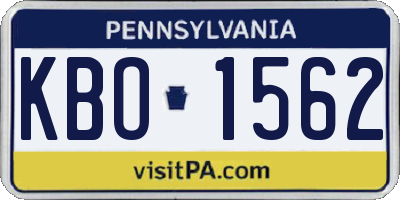 PA license plate KBO1562