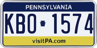 PA license plate KBO1574