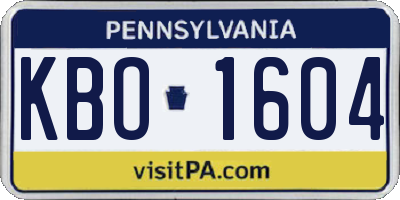 PA license plate KBO1604