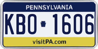 PA license plate KBO1606
