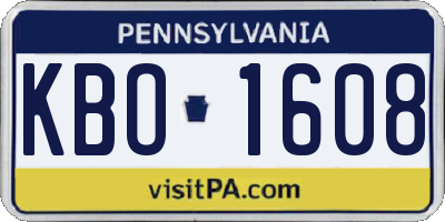 PA license plate KBO1608