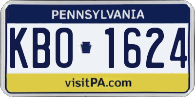 PA license plate KBO1624
