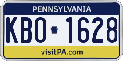 PA license plate KBO1628