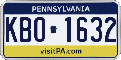 PA license plate KBO1632