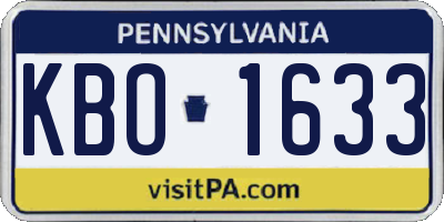 PA license plate KBO1633