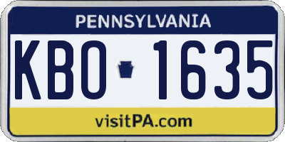 PA license plate KBO1635