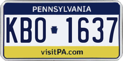 PA license plate KBO1637