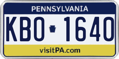 PA license plate KBO1640