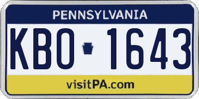 PA license plate KBO1643