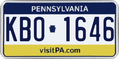 PA license plate KBO1646