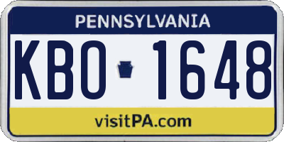 PA license plate KBO1648