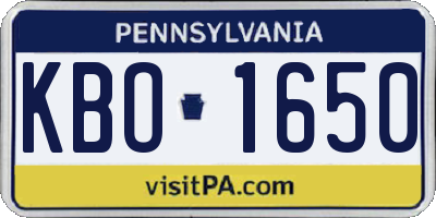 PA license plate KBO1650