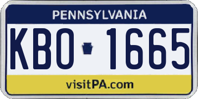 PA license plate KBO1665