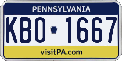 PA license plate KBO1667
