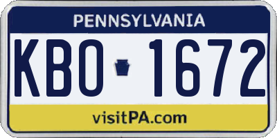 PA license plate KBO1672