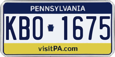 PA license plate KBO1675
