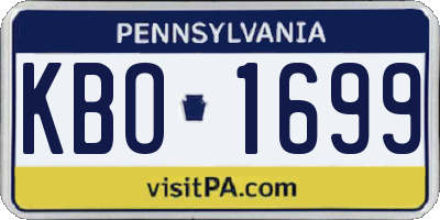 PA license plate KBO1699